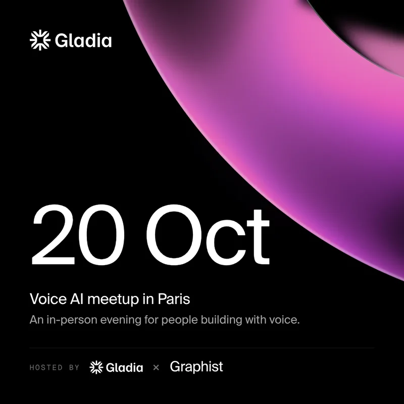Annonce Gladia : meetup Voice AI à Paris le 20 octobre.